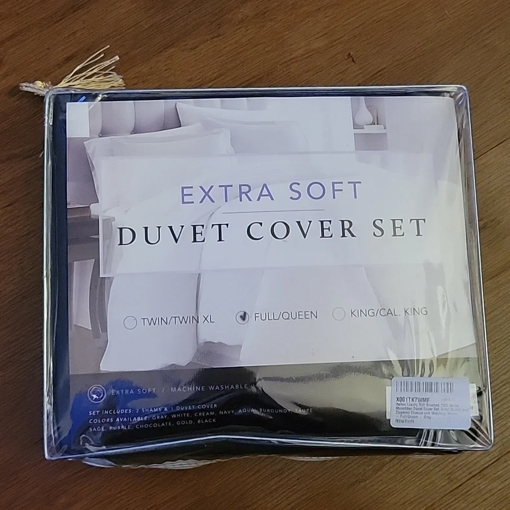 Italian Luxury soft brushed 1500 microfiber duvet cover set Gray Full/Queen New